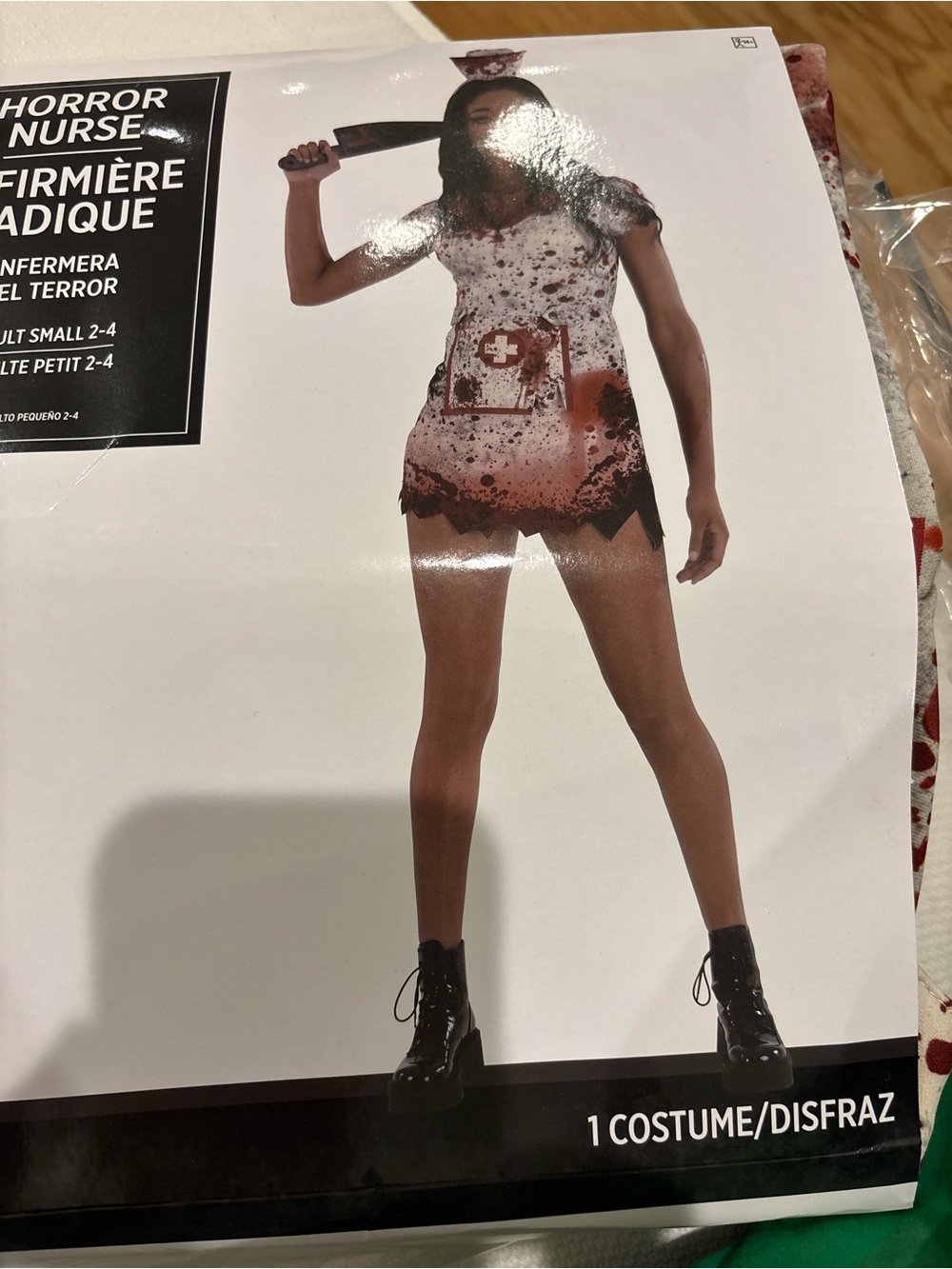 Horror Nurse Costume — Bloody White and Red Mini Dress